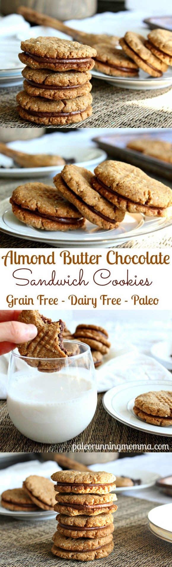 Chewy Chocolate Almond Butter Sandwich Cookies (Paleo