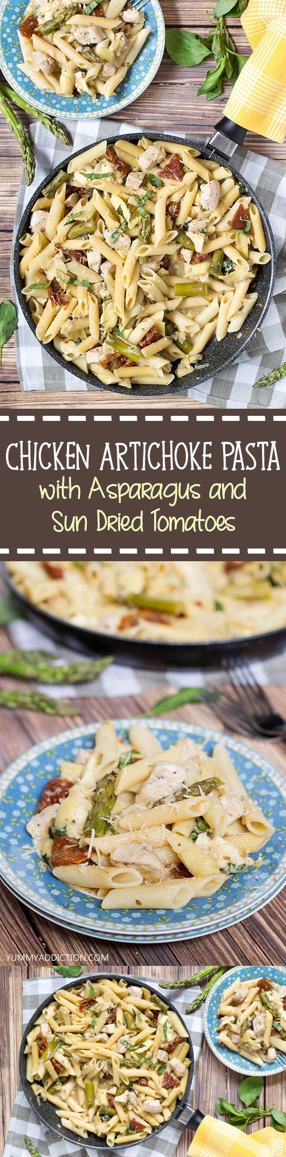 Chicken Artichoke Pasta with Asparagus & Sun-Dried Tomatoes