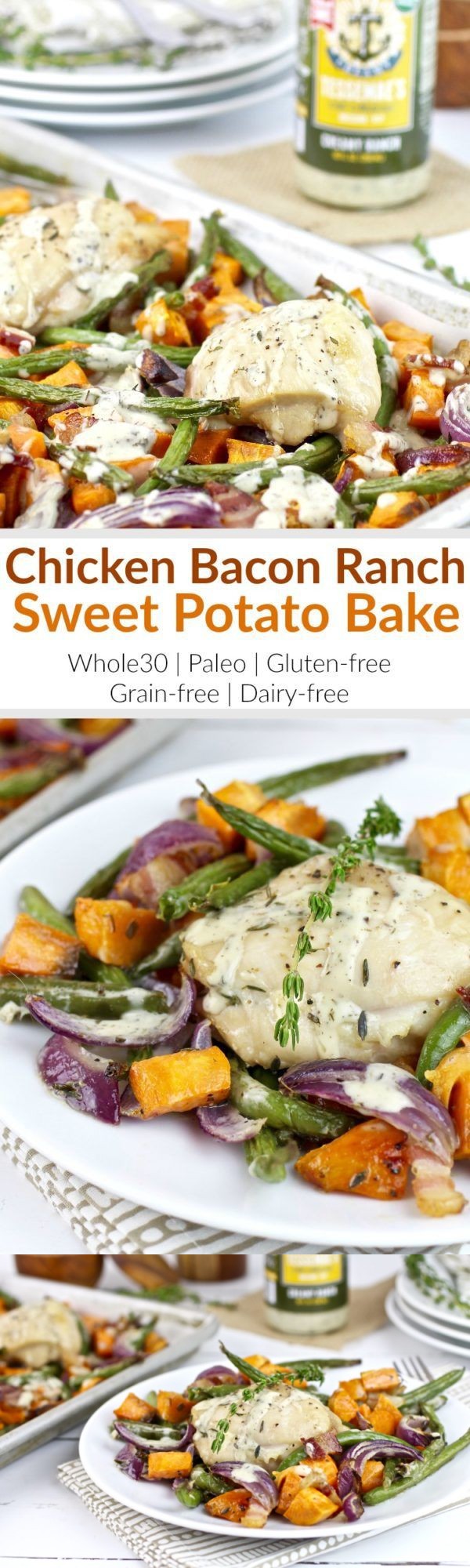 Chicken Bacon Ranch Sweet Potato Bake