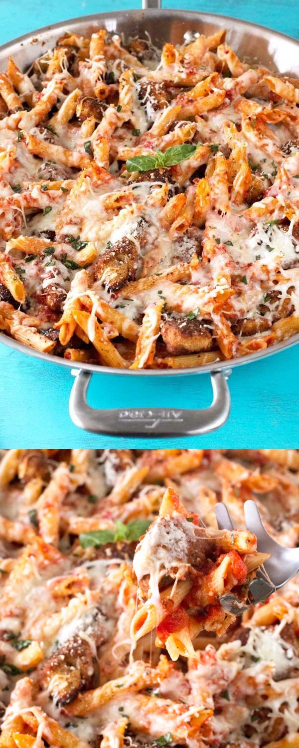 Chicken Parmesan Pasta Skillet