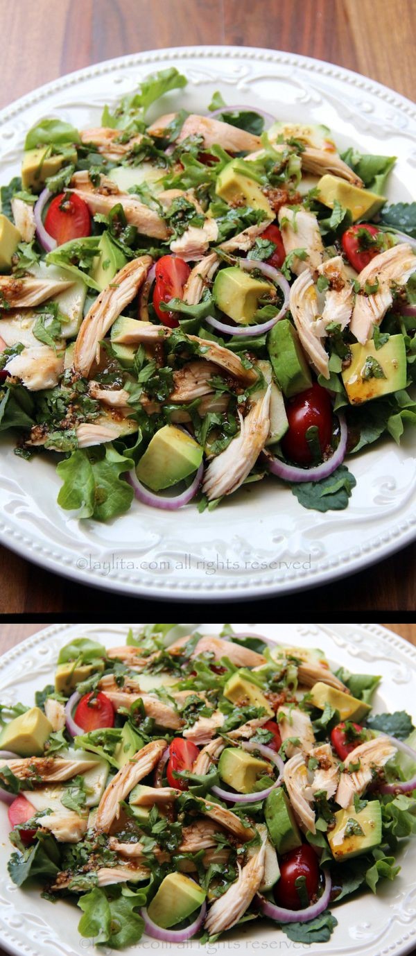 Chicken salad with balsamic cilantro dressing