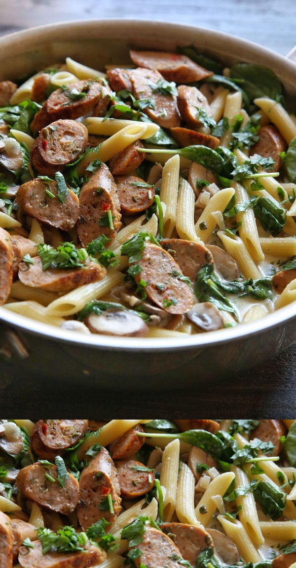 Chicken Sausage and Mushroom Penne