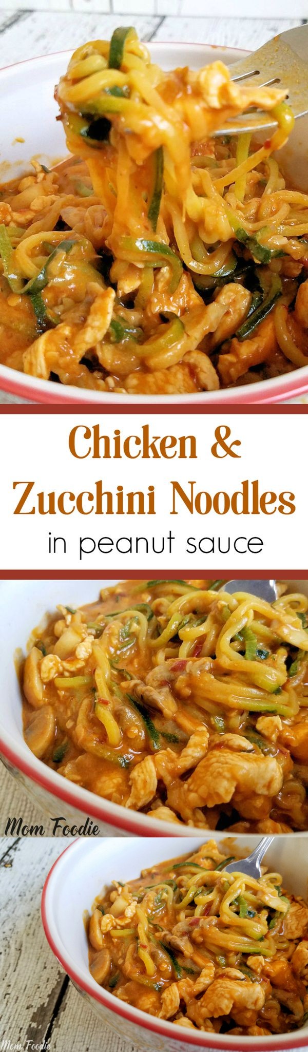 Chicken Zucchini Noodles in Peanut Sauce