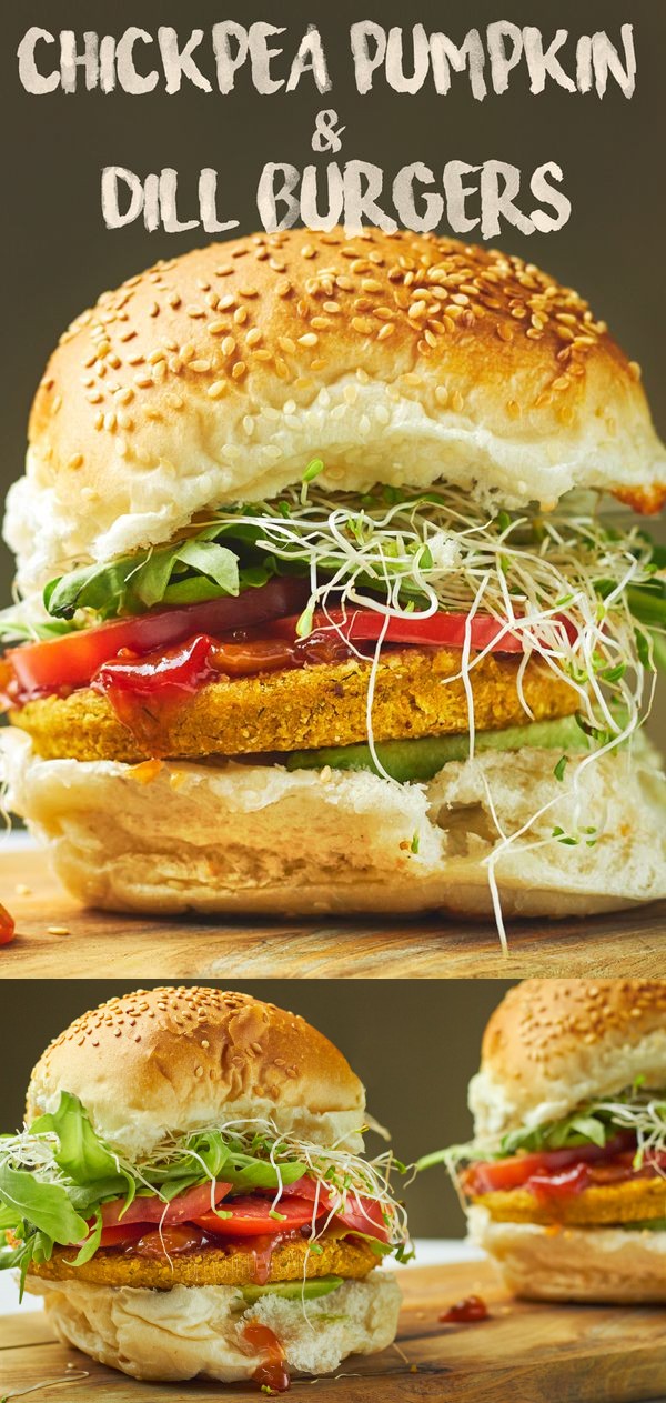 Chickpea, Pumpkin and Dill Burgers