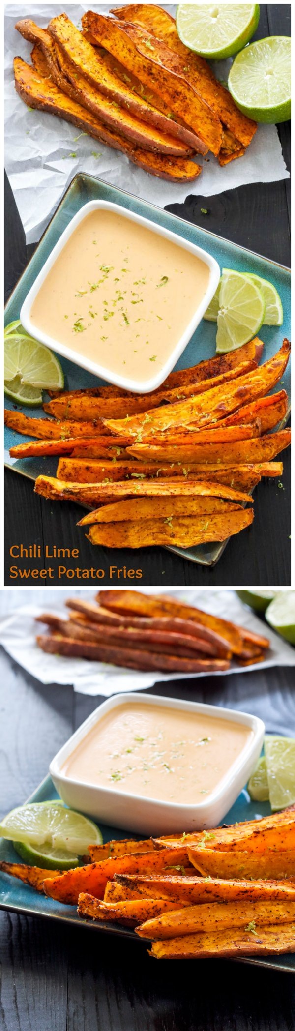 Chili Lime Sweet Potato Fries with Honey Chipotle Dipping Sauce