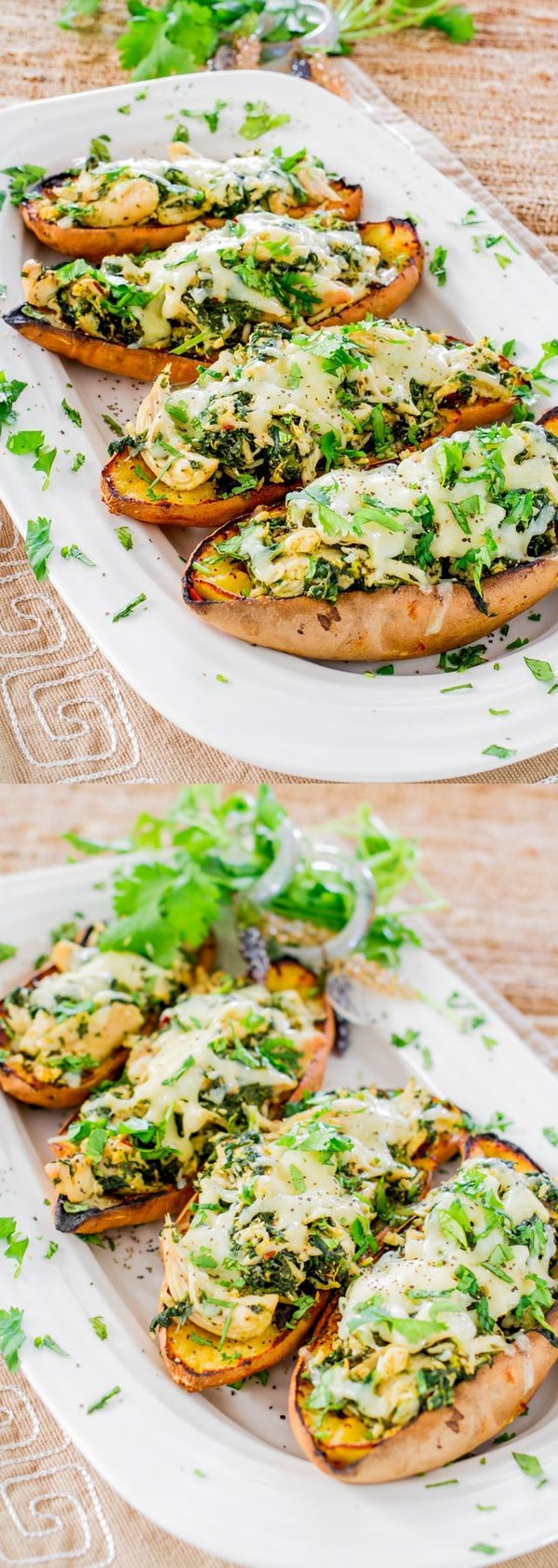 Chipotle Chicken Stuffed Sweet Potato Skins