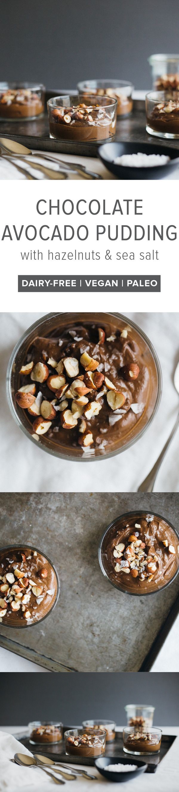 Chocolate Avocado Pudding with Hazelnuts and Sea Salt