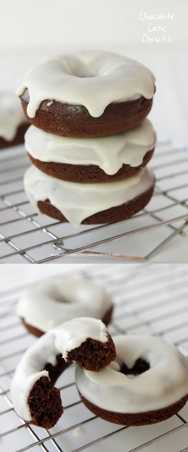 Chocolate Cake Donuts with Vanilla Glaze