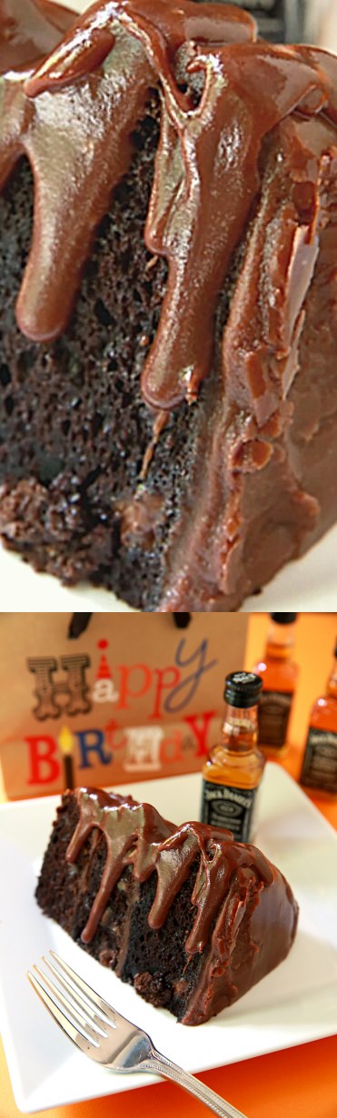 Chocolate Cake with Jack Daniels Fudge Icing