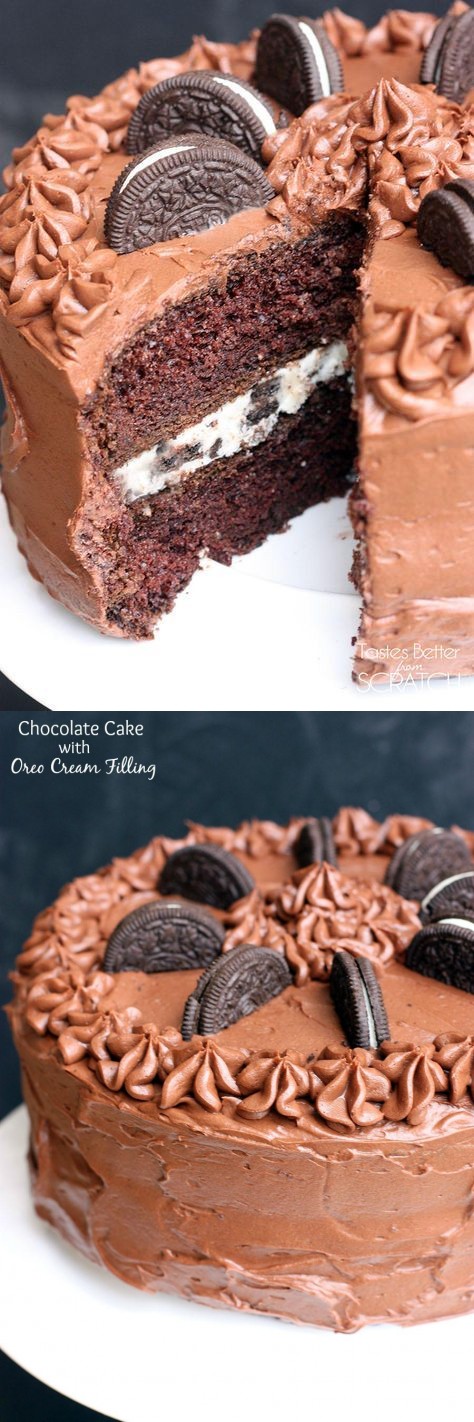 Chocolate Cake with Oreo Cream Filling