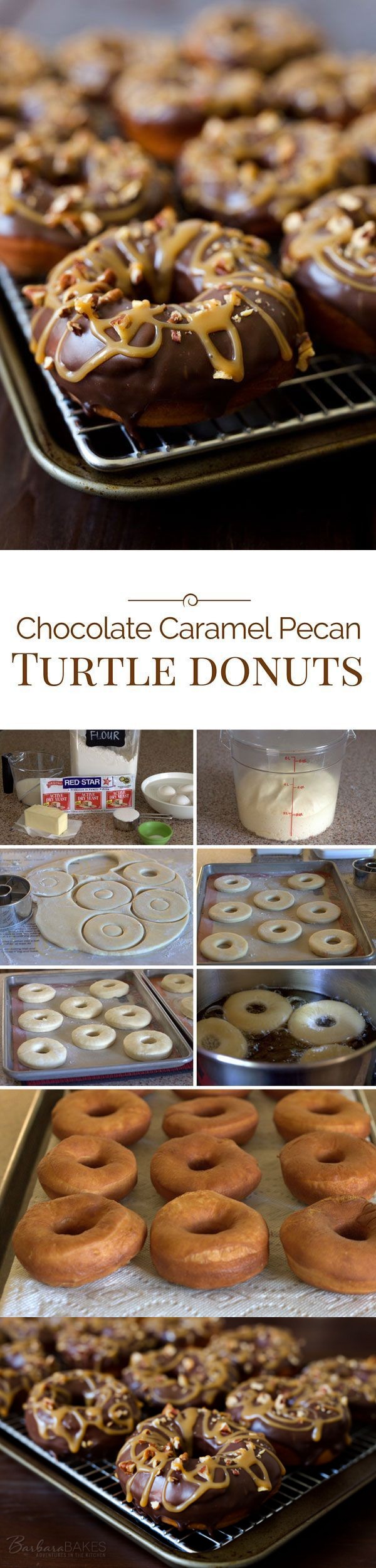 Chocolate Caramel Pecan Turtle Donuts