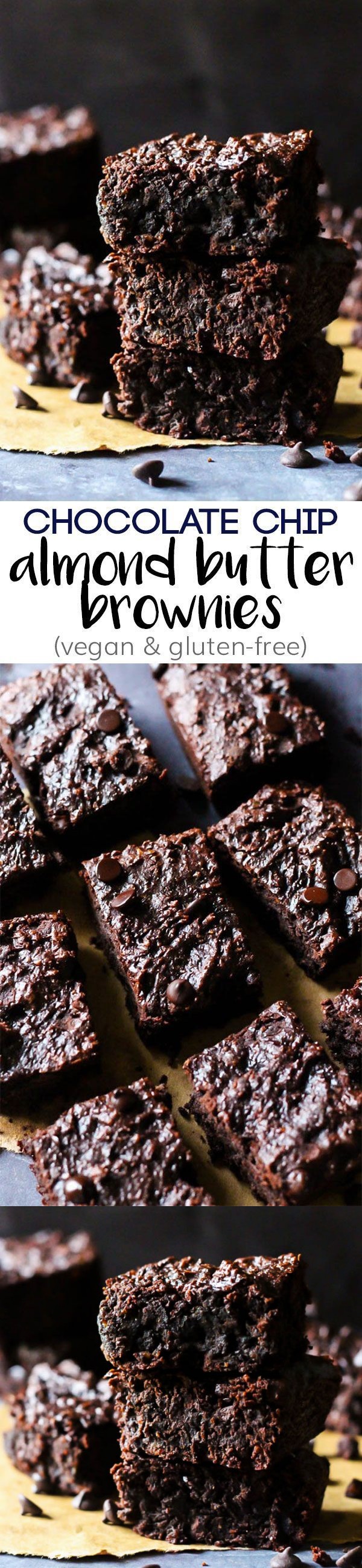 Chocolate Chip Almond Butter Brownies (vegan & gluten-free