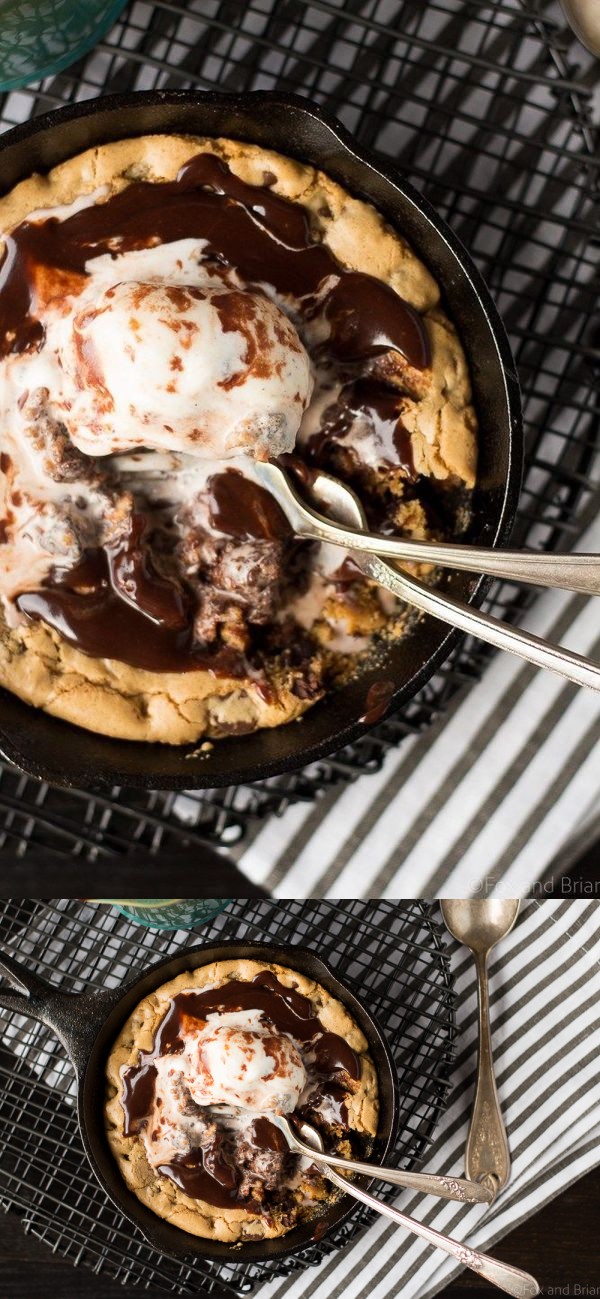 Chocolate Chip Cookie Blondie Skillet Sundae For Two