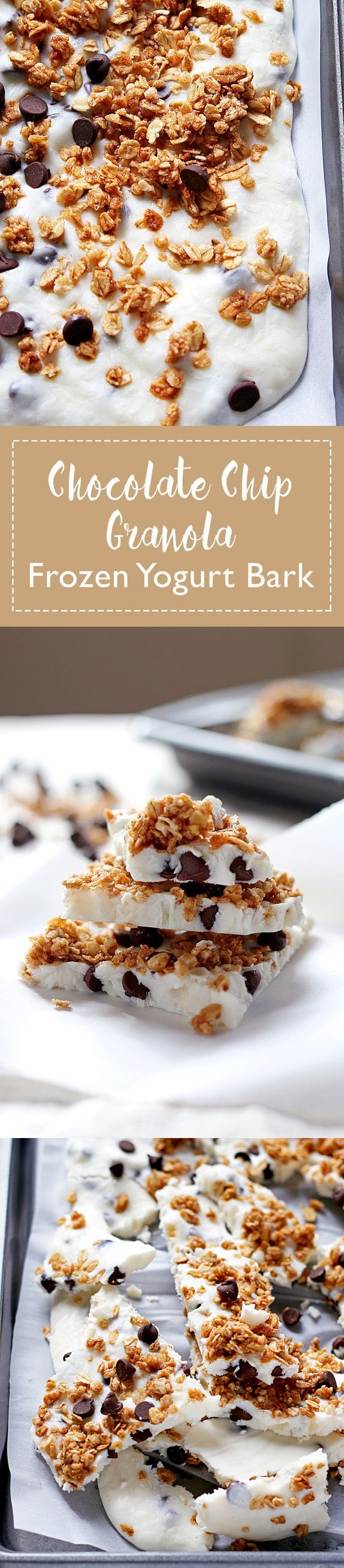 Chocolate Chip Granola Frozen Yogurt Bark