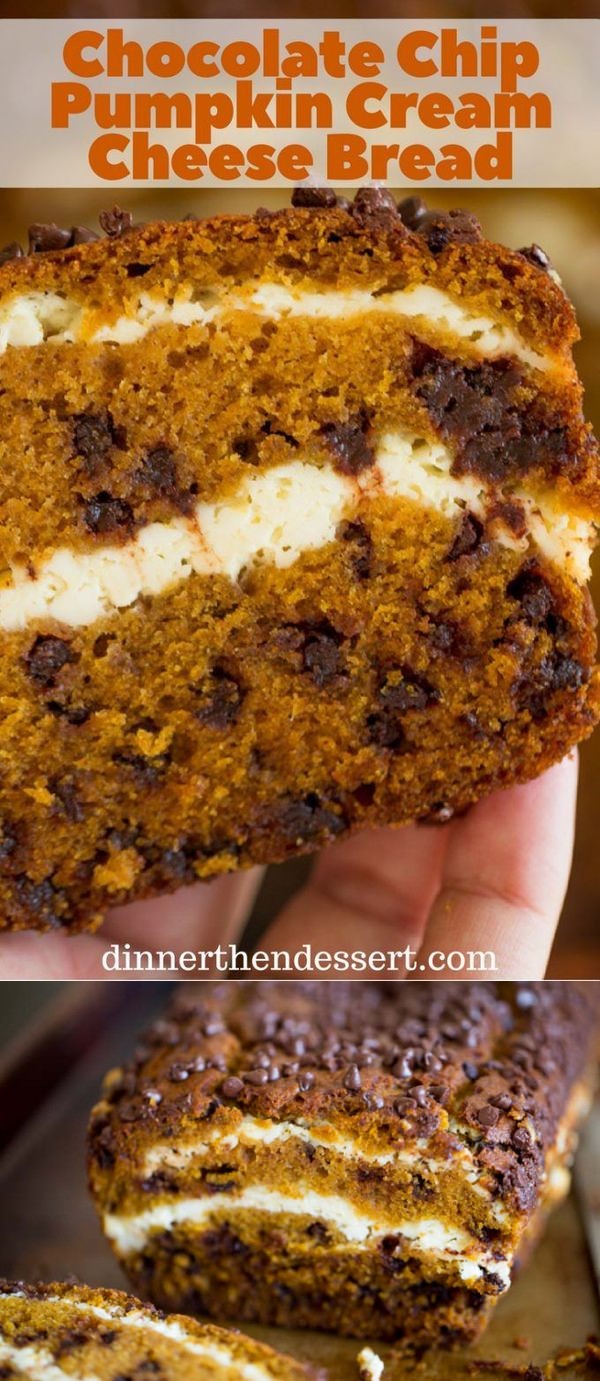 Chocolate Chip Pumpkin Cream Cheese Bread