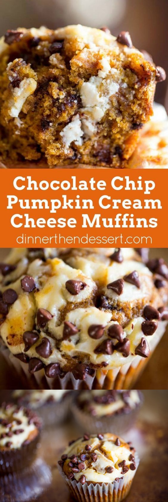 Chocolate Chip Pumpkin Cream Cheese Muffins