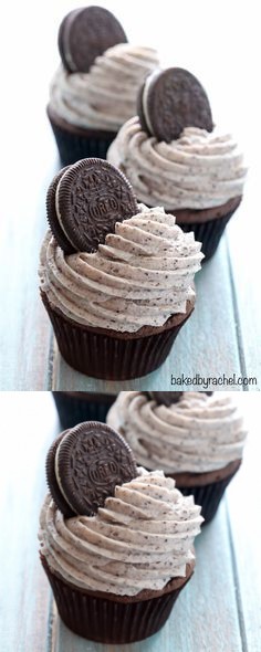 Chocolate Cookies and Cream Cupcakes with Cream Cheese Frosting