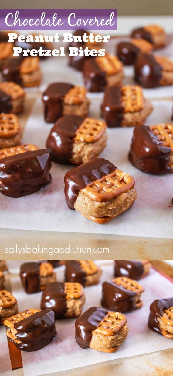 Chocolate Covered Pretzel Peanut Butter Bites