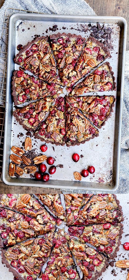 Chocolate Cranberry Pecan Tart (Gluten-Free