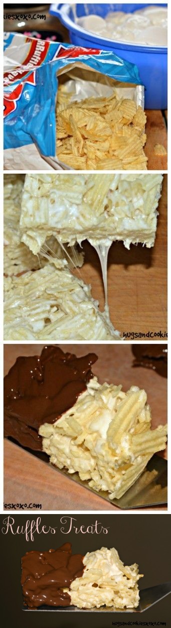 Chocolate Dipped Ruffles Potato Chip & Marshmallow Treats