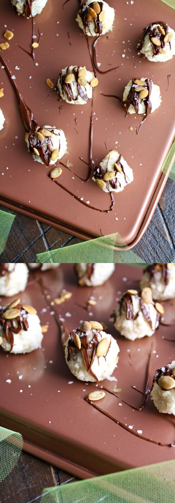 Chocolate-Drizzled Maple Coconut Caramel Macaroons