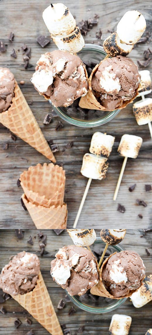 Chocolate-Hazelnut and Toasted Marshmallow Gelato