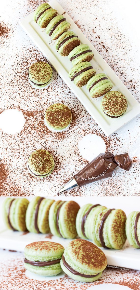 Chocolate mint french macarons