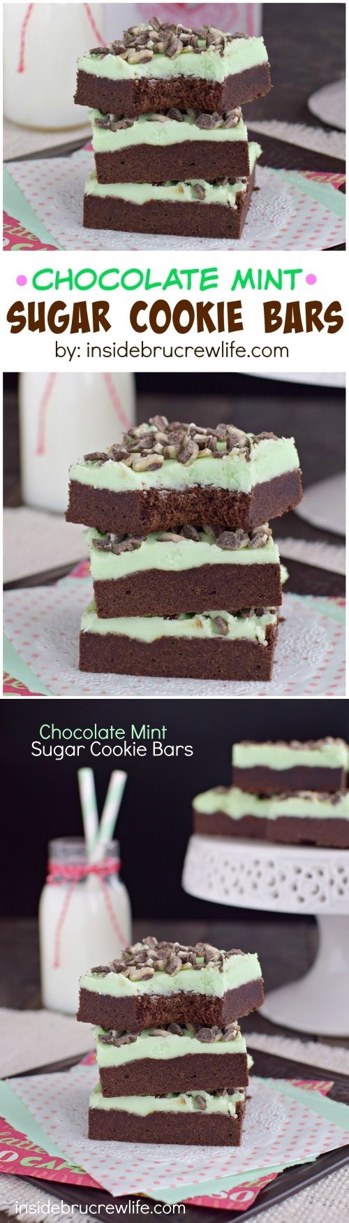 Chocolate Mint Sugar Cookie Bars