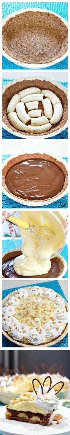 Chocolate Peanut Butter Banana Cream Pie