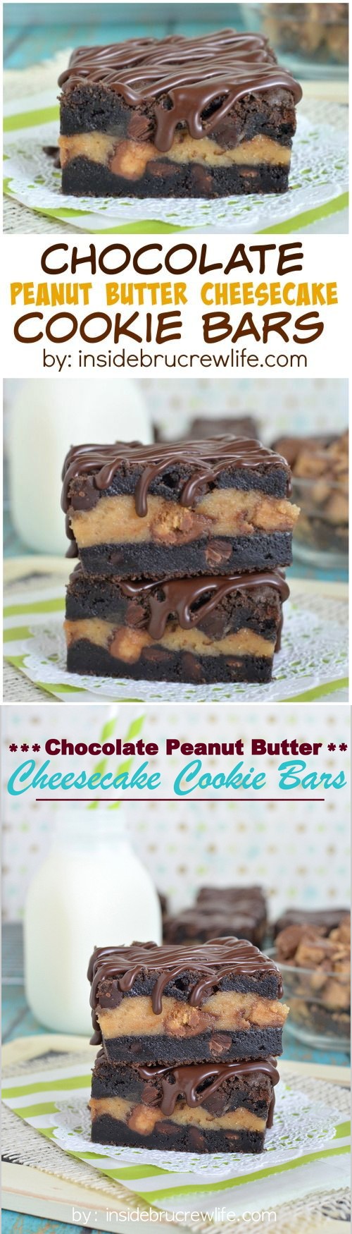 Chocolate Peanut Butter Cheesecake Cookie Bars