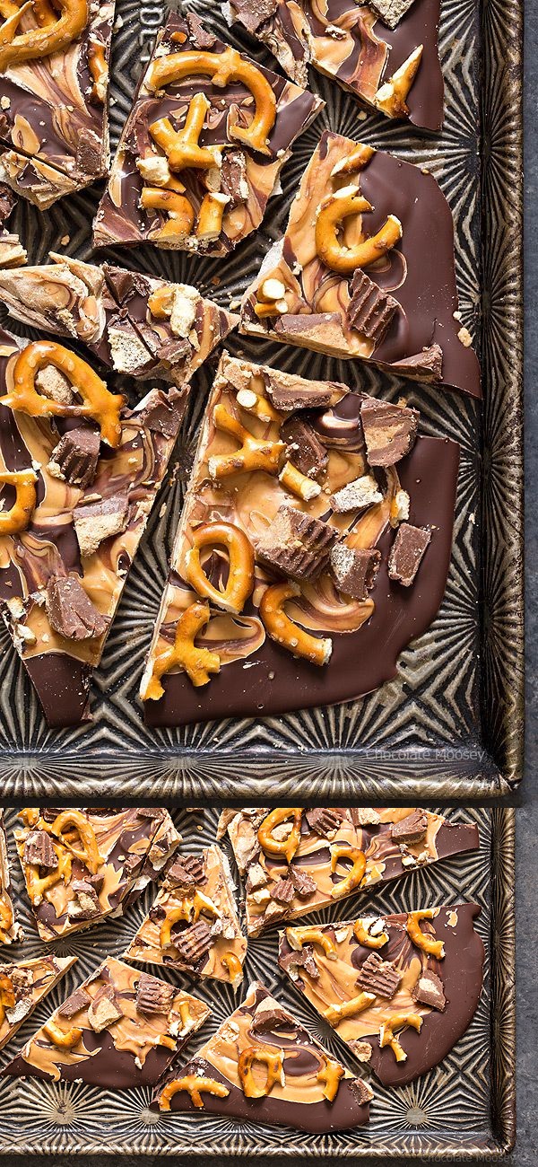 Chocolate Peanut Butter Pretzel Bark