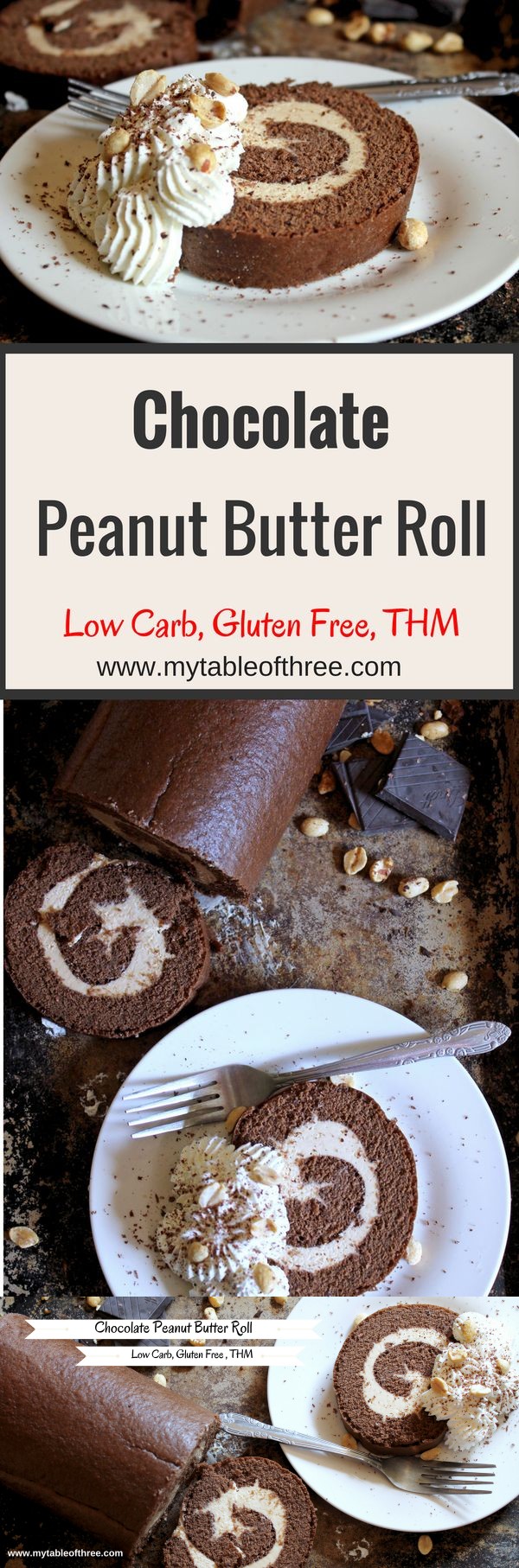 Chocolate Peanut Butter Roll, Low Carb, Gluten Free