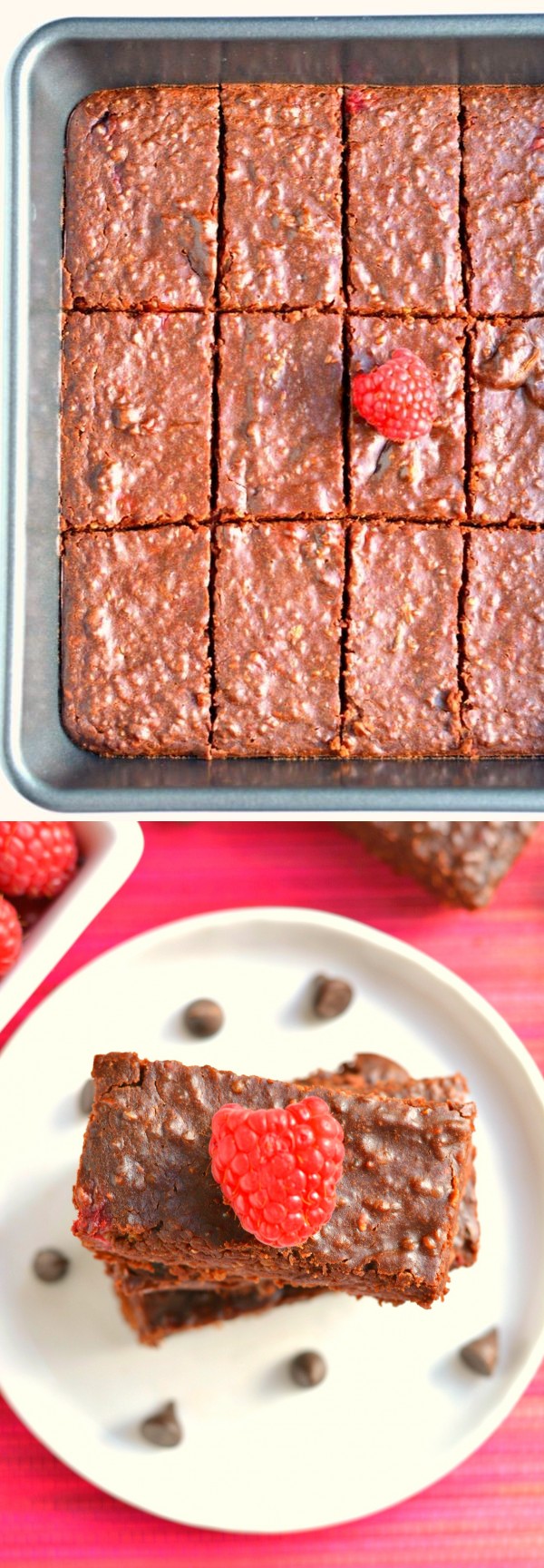 Chocolate Raspberry Quinoa Brownies (Vegan, GF, Low Cal