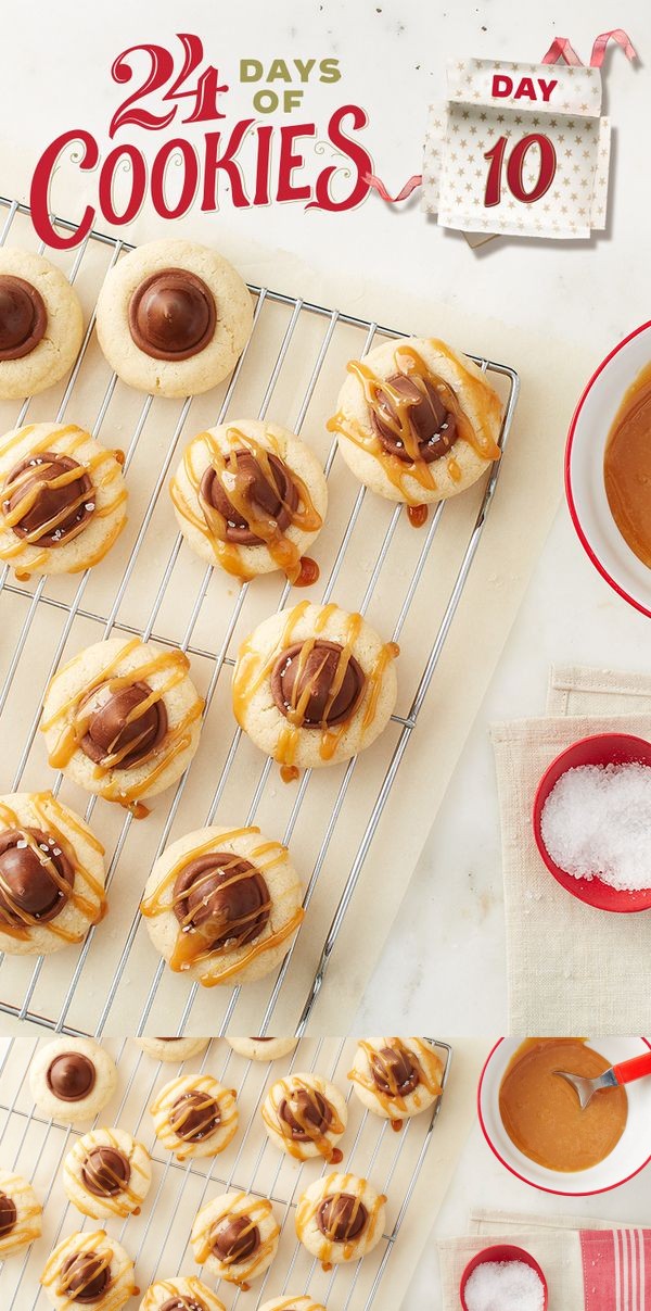 Chocolate-Salted Caramel Blossom Cookies