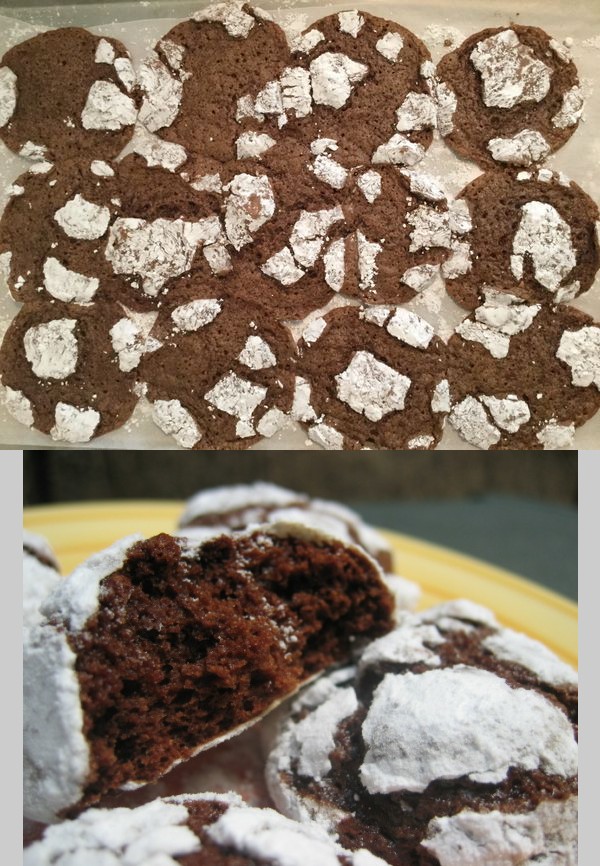 Chocolate Snowflake Cookies (Chocolate Crinkles / Crackles