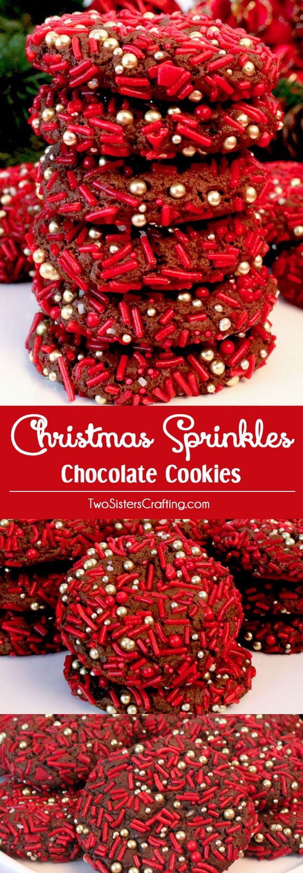 Chocolate Sprinkle Holiday Cookies