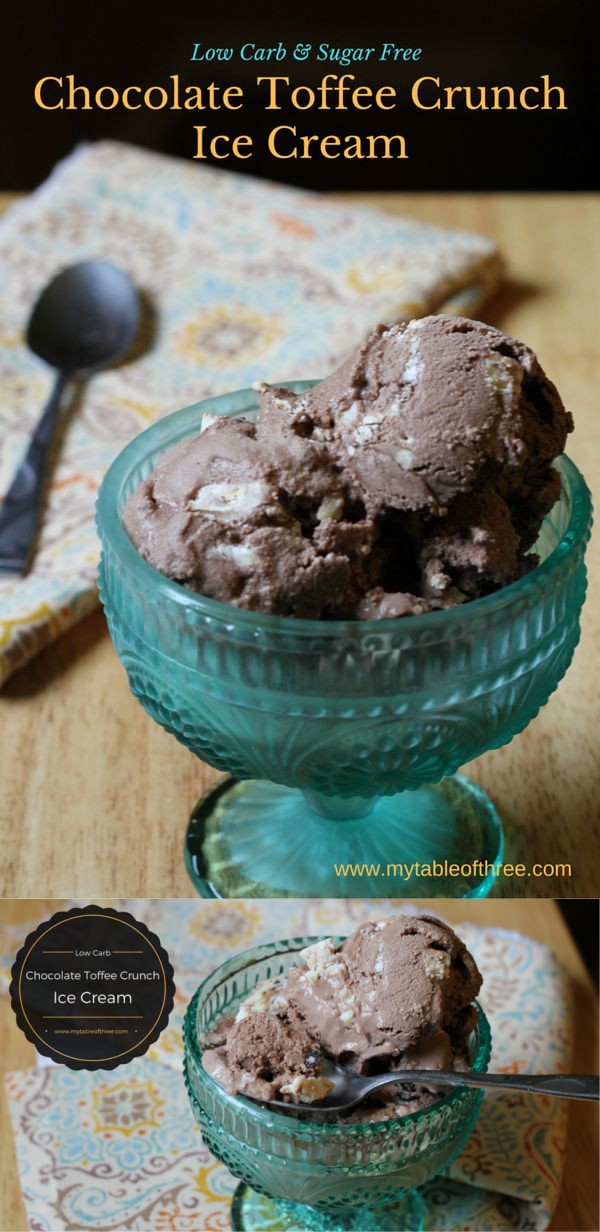 Chocolate Toffee Crunch Ice Cream (Low Carb, Sugar Free