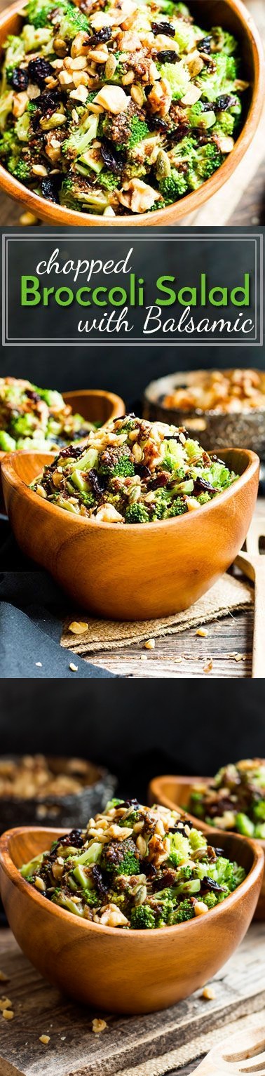 Chopped Broccoli Salad with Balsamic, Walnuts and Cranberries