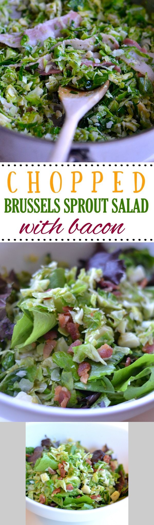 Chopped Brussels Sprouts Salad with Bacon & Arugula Lemon Vinaigrette