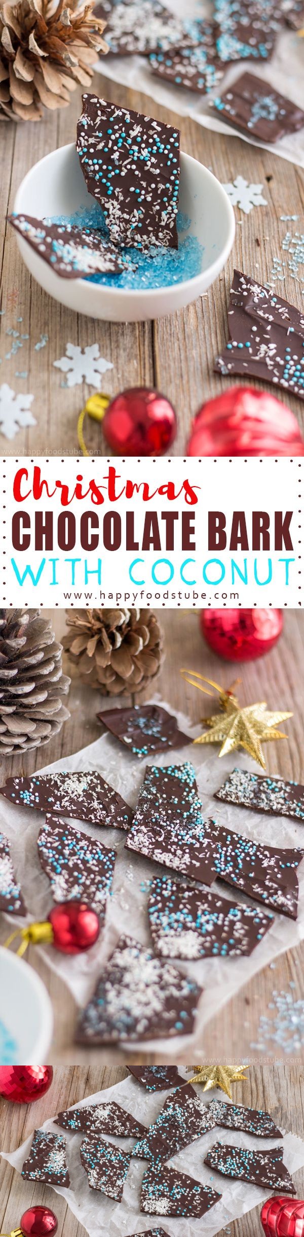 Christmas Chocolate Bark with Coconut