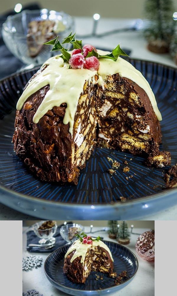 Christmas pudding fridge cake