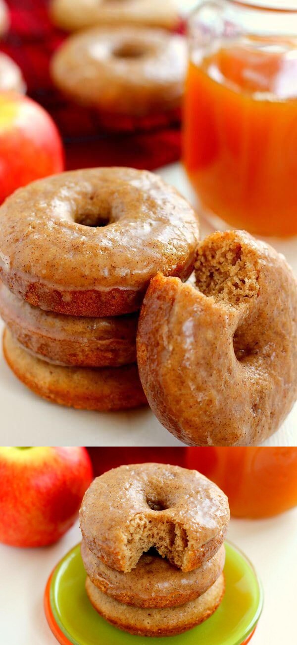 Cinnamon Vanilla Glazed Apple Cider Donuts