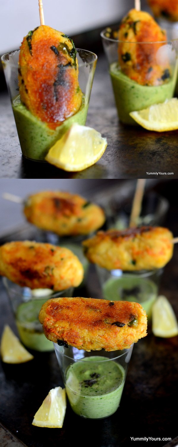 Cocktail idli kebabs with chutney shots