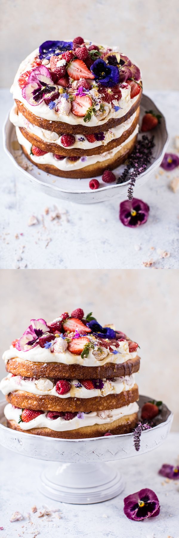 Coconut Eton Mess Cake with Whipped Ricotta Cream