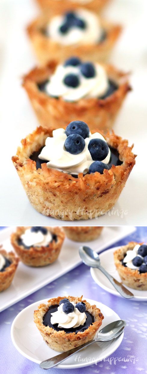 Coconut Macaroon Cups filled with Fresh Blueberry Curd