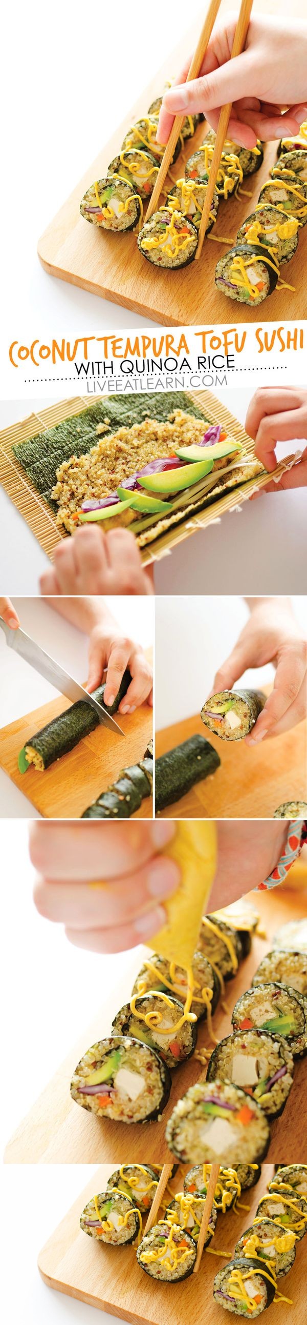 Coconut Tempura Tofu Sushi with Quinoa Rice