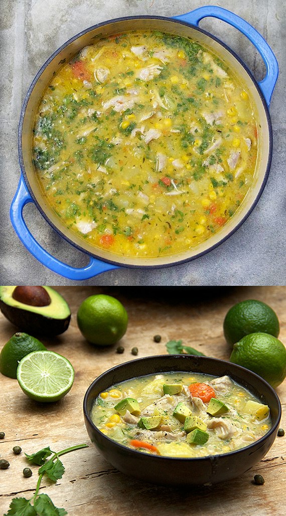 Colombian chicken soup: ajiaco