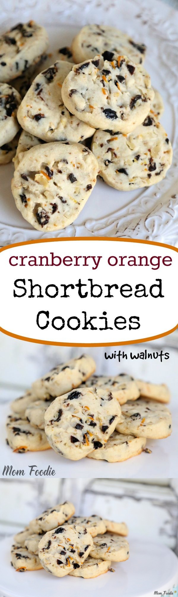 Cranberry Orange Shortbread Cookies with Walnuts