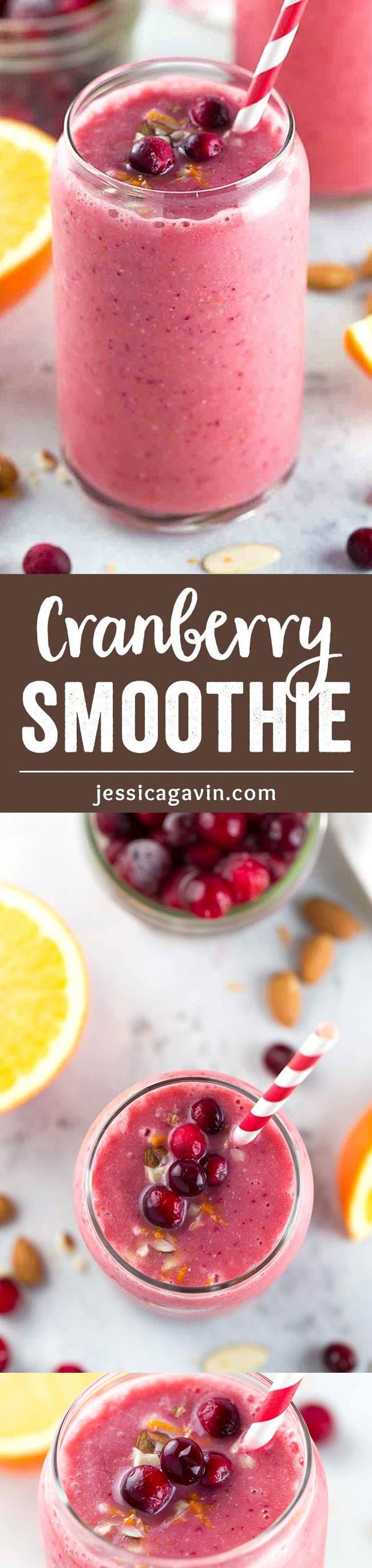 Cranberry Orange Smoothie with Almonds