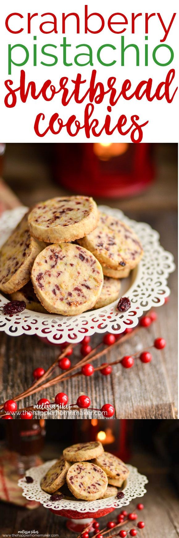 Cranberry Pistachio Shortbread Cookies